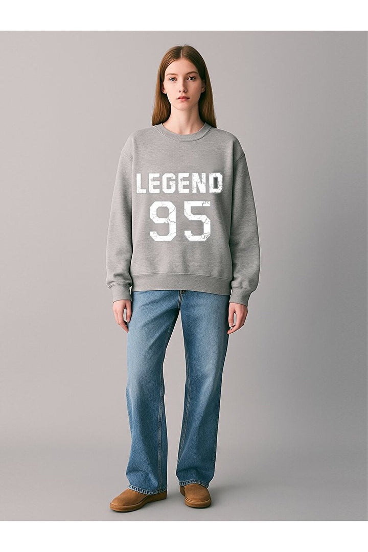 LTB Sweat-shirt gris imprimé à manches longues et col zéro - Griṡ_203
