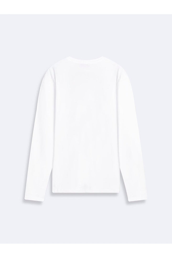 LTB T-shirt blanc à manches longues avec encolure en O