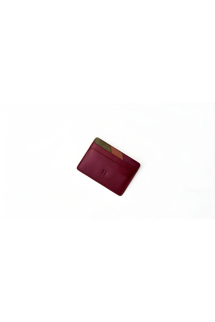 helmbrook Porte-cartes mince en cuir véritable pour homme avec protection RFID Elton Claret Red Plus
