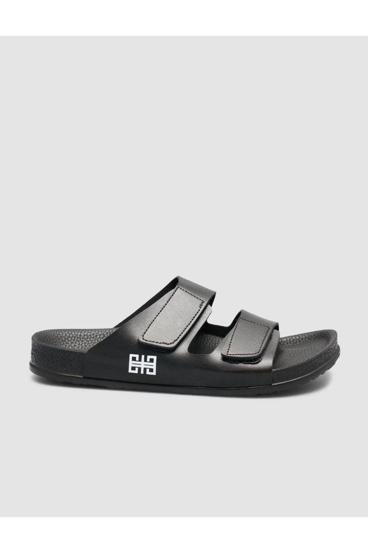 Cabani Shoes Sandale noire pour homme à velcro - Noir