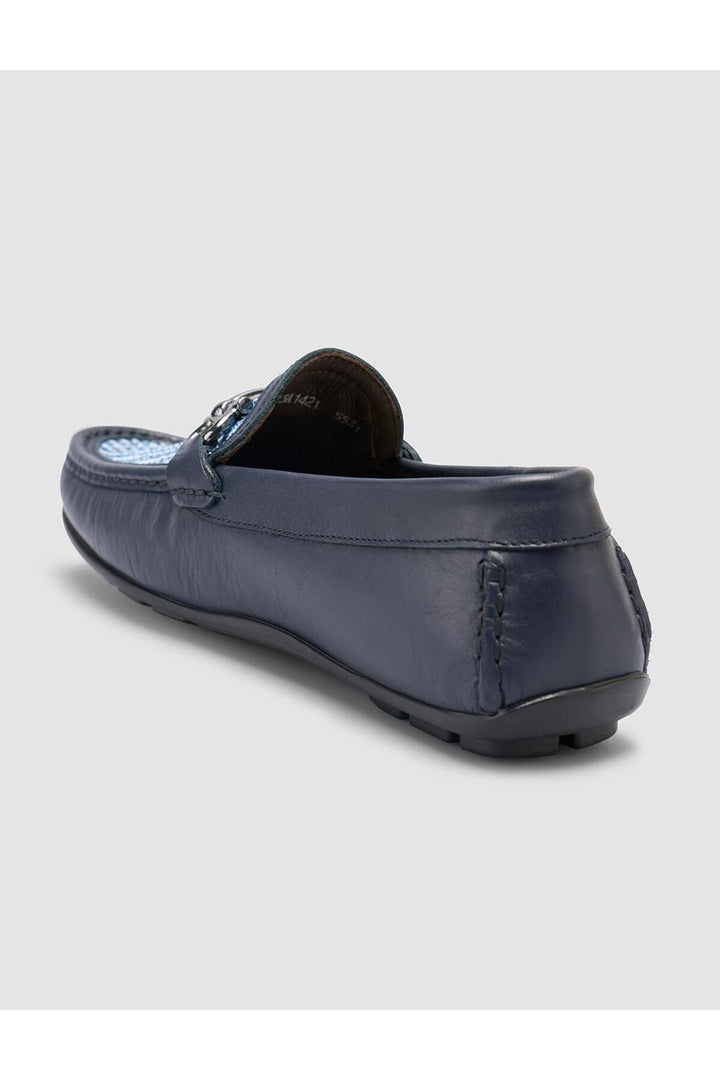 Cabani Shoes %100 Cuir Véritable Mocassins Pour Hommes Bleu Marine Avec Détails Tressés - Bleu marine