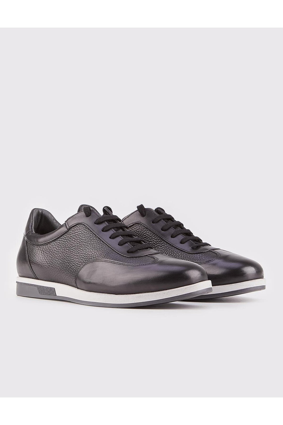Cabani Shoes Chaussures de ville pour hommes en cuir véritable avec semelle en caoutchouc, noires et à lacets. - Noir