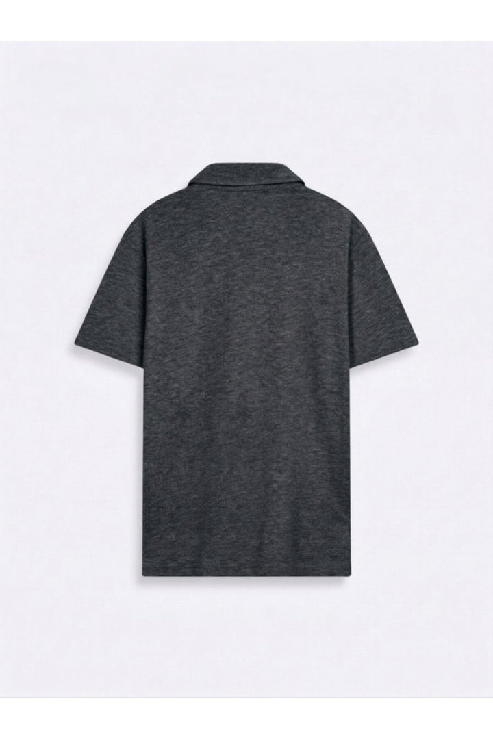 LTB T-shirt anthracite à col polo zippé en piqué - Anthracite