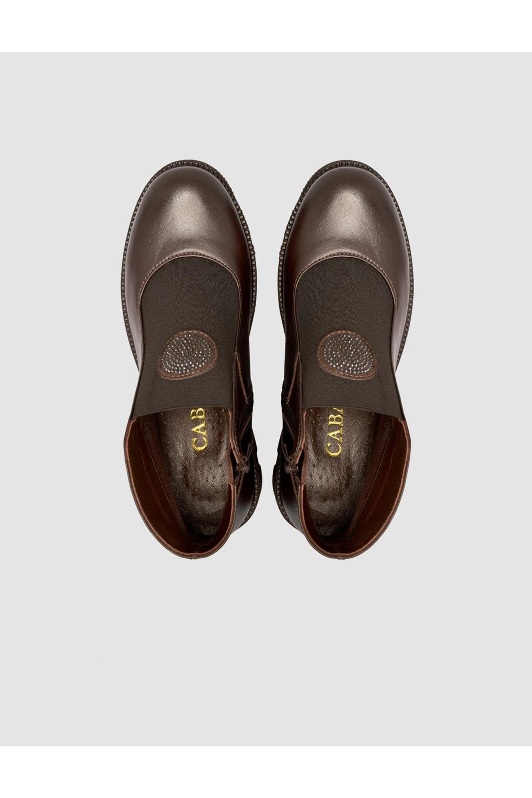 Cabani Shoes Bottines pour femmes en cuir véritable marron avec pierres. - Multicolore