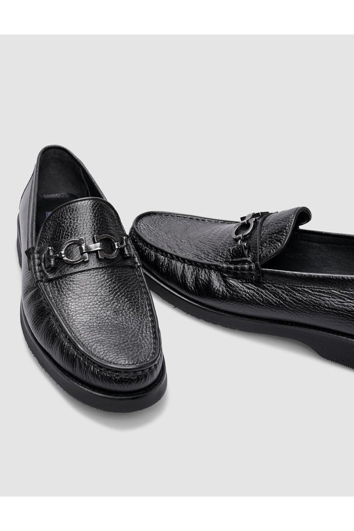 Cabani Shoes Chaussures classiques pour hommes en cuir véritable noir avec boucle à 100% - Noir