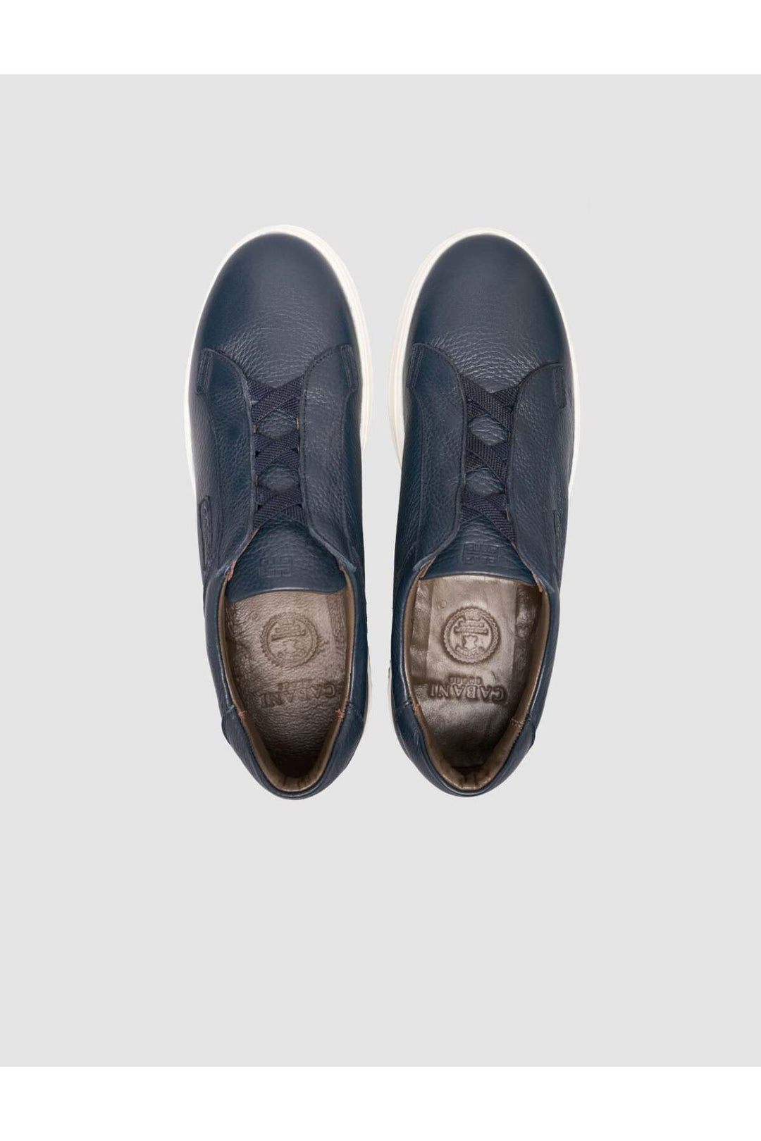 Cabani Shoes Chaussures de sport pour hommes en cuir véritable bleu marine à lacets. - Bleu marine