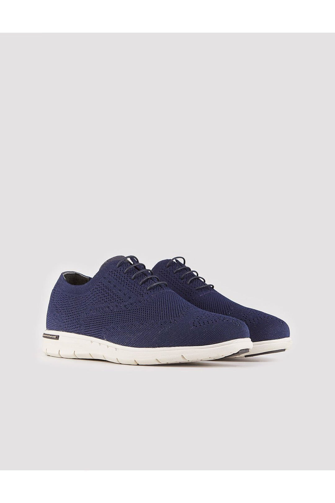 Cabani Shoes Chaussures de ville pour hommes en tricot et cuir bleu marine à lacets. - Bleu marine