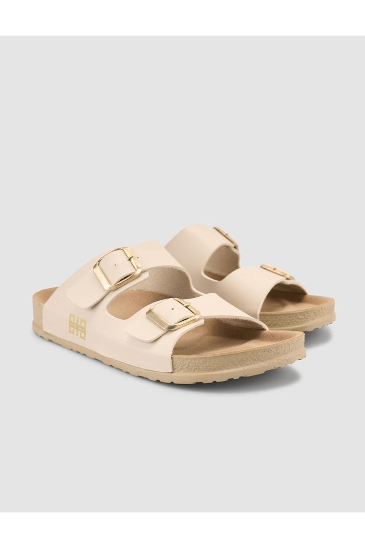 Cabani Shoes Sandales femmes beige avec détail de boucle - Multicolore