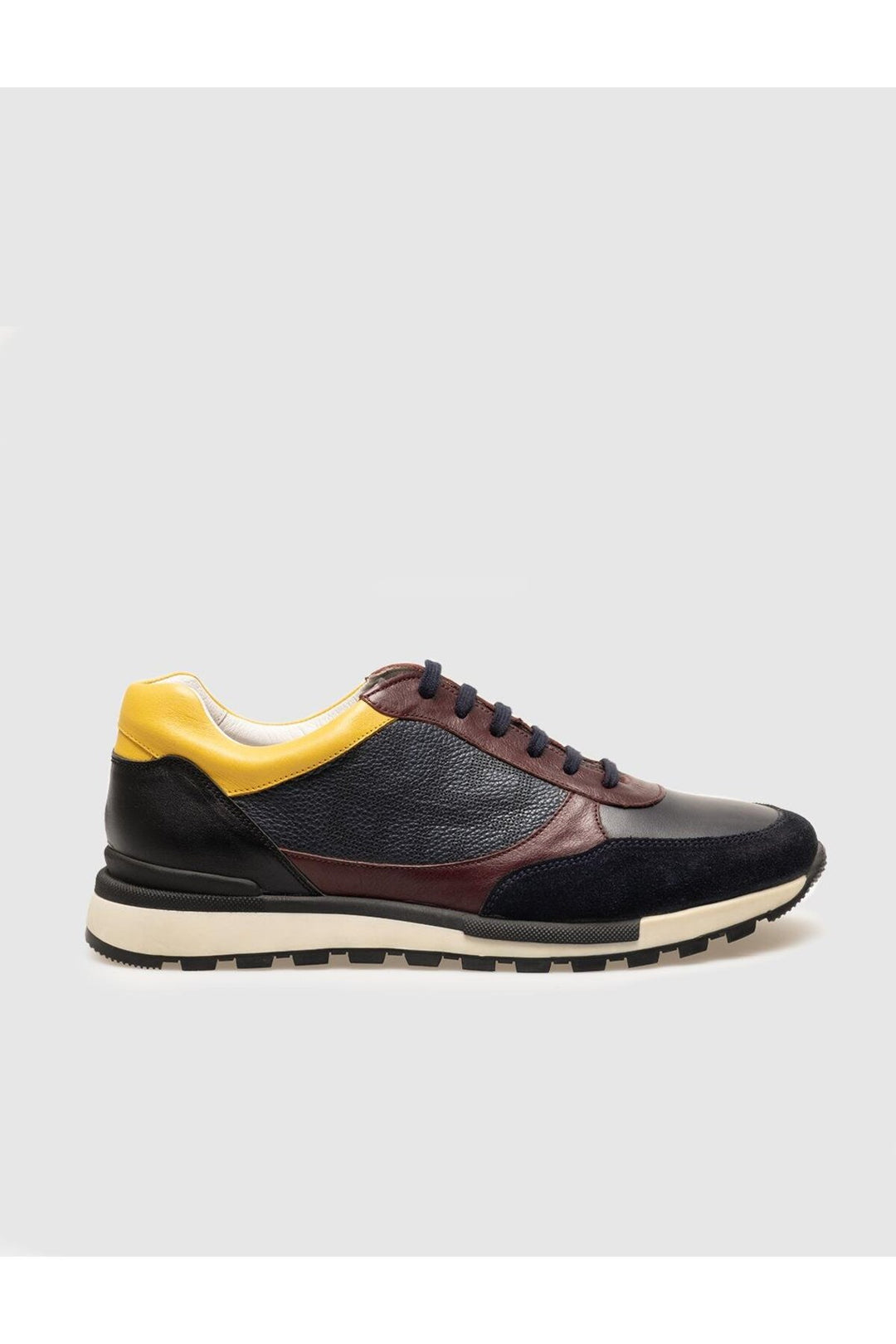 Cabani Shoes Chaussures de sport pour hommes en cuir véritable bordeaux à lacets - Bleu marine