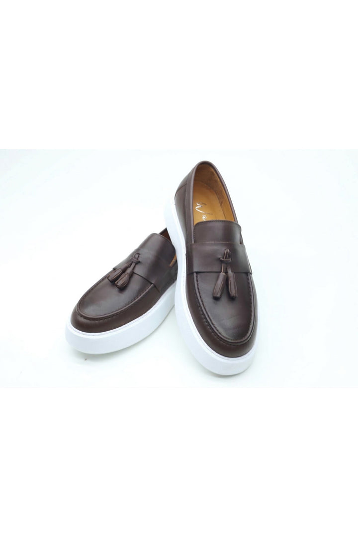 Wavelys GERARDO Mocassins en cuir décontractés et élégants pour hommes - Marron