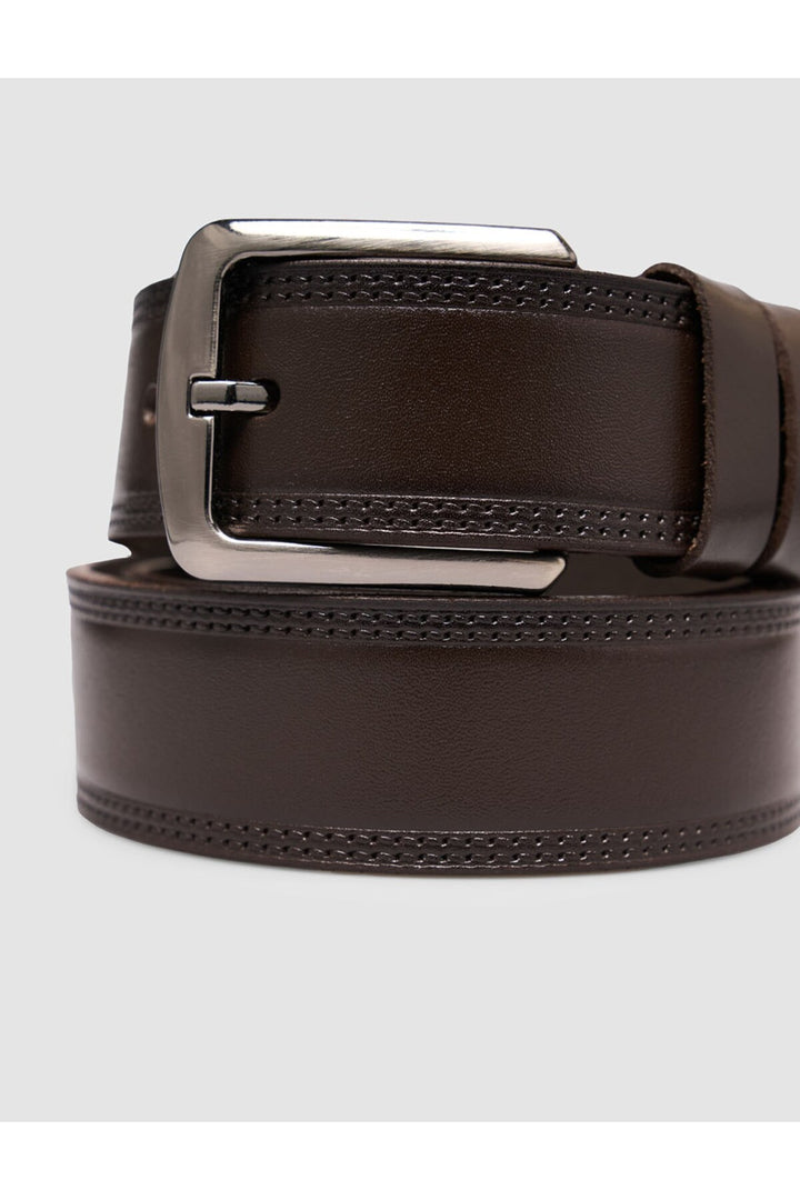 Cabani Shoes Ceinture classique pour homme en cuir véritable de vachette marron - Multicolore