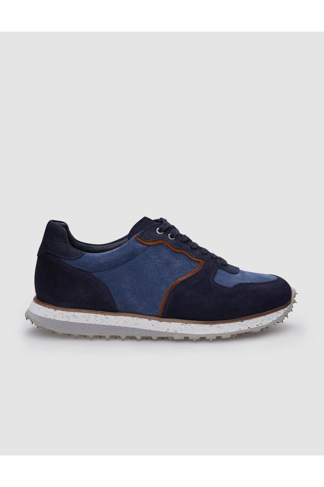 Cabani Shoes %100 Cuir Véritable Baskets Homme en Suède Bleu Marine à Lacets - Bleu marine