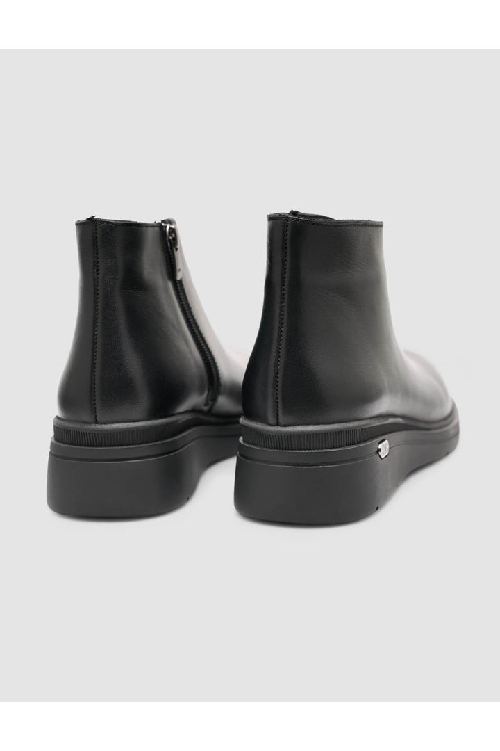 Cabani Shoes Bottines quotidiennes pour femmes en cuir véritable noir avec fermeture éclair - Multicolore