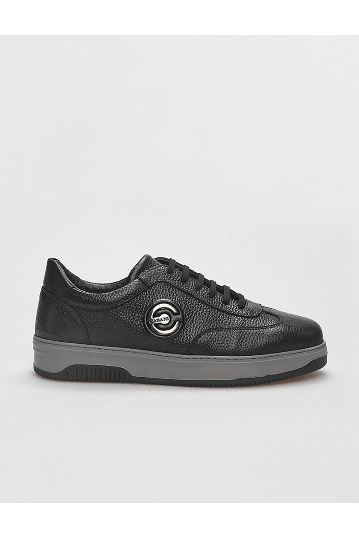 Cabani Shoes Chaussures de sport pour hommes en cuir véritable avec lacets et fourrure noire. - Noir
