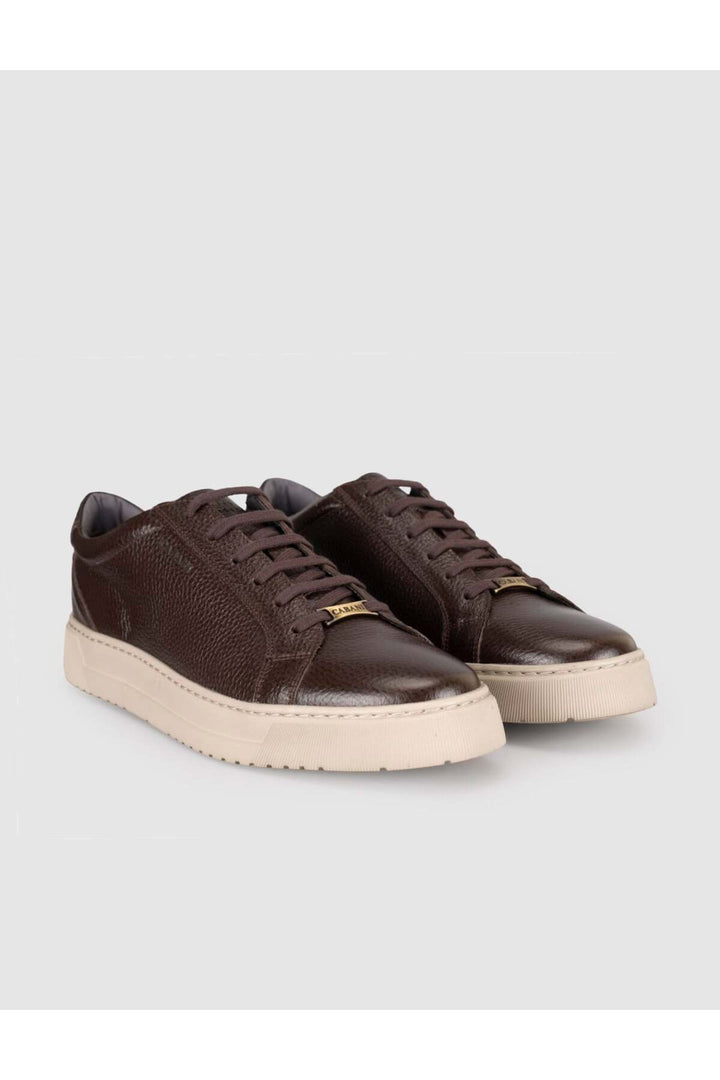 Cabani Shoes Baskets décontractées pour hommes en cuir véritable marron - Marron