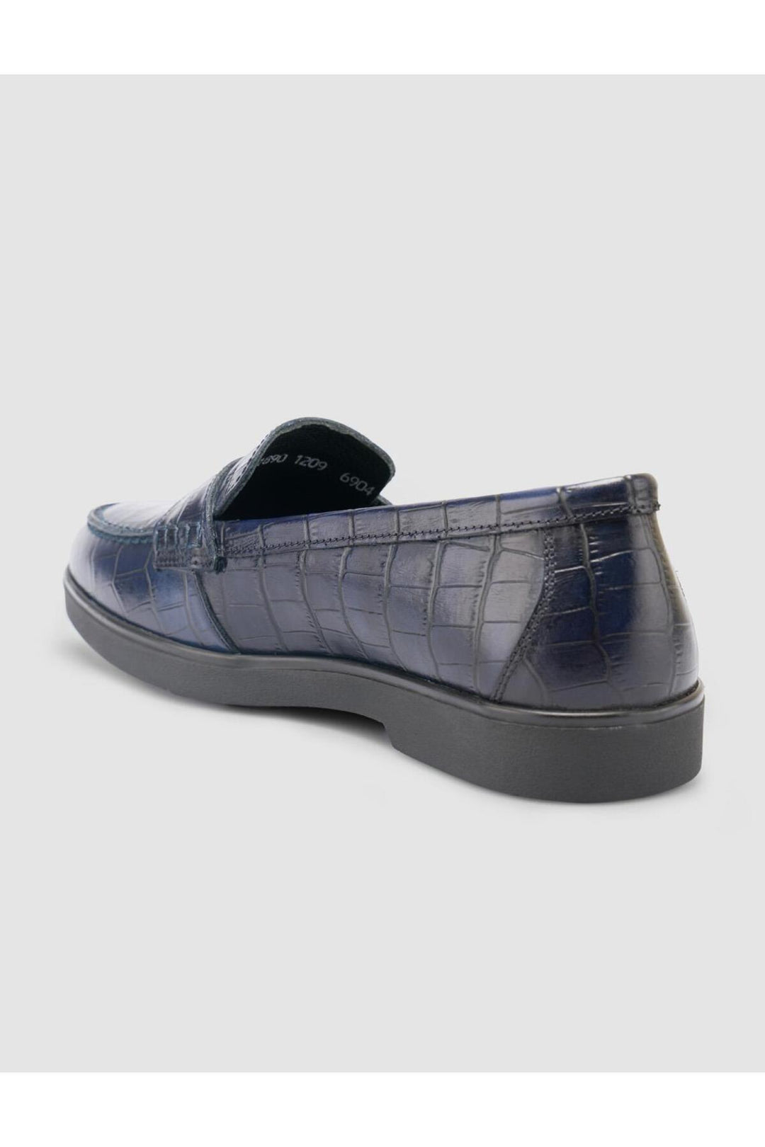 Cabani Shoes %100 Cuir Véritable Mocassins Femme Croco Bleu marine - Bleu marine