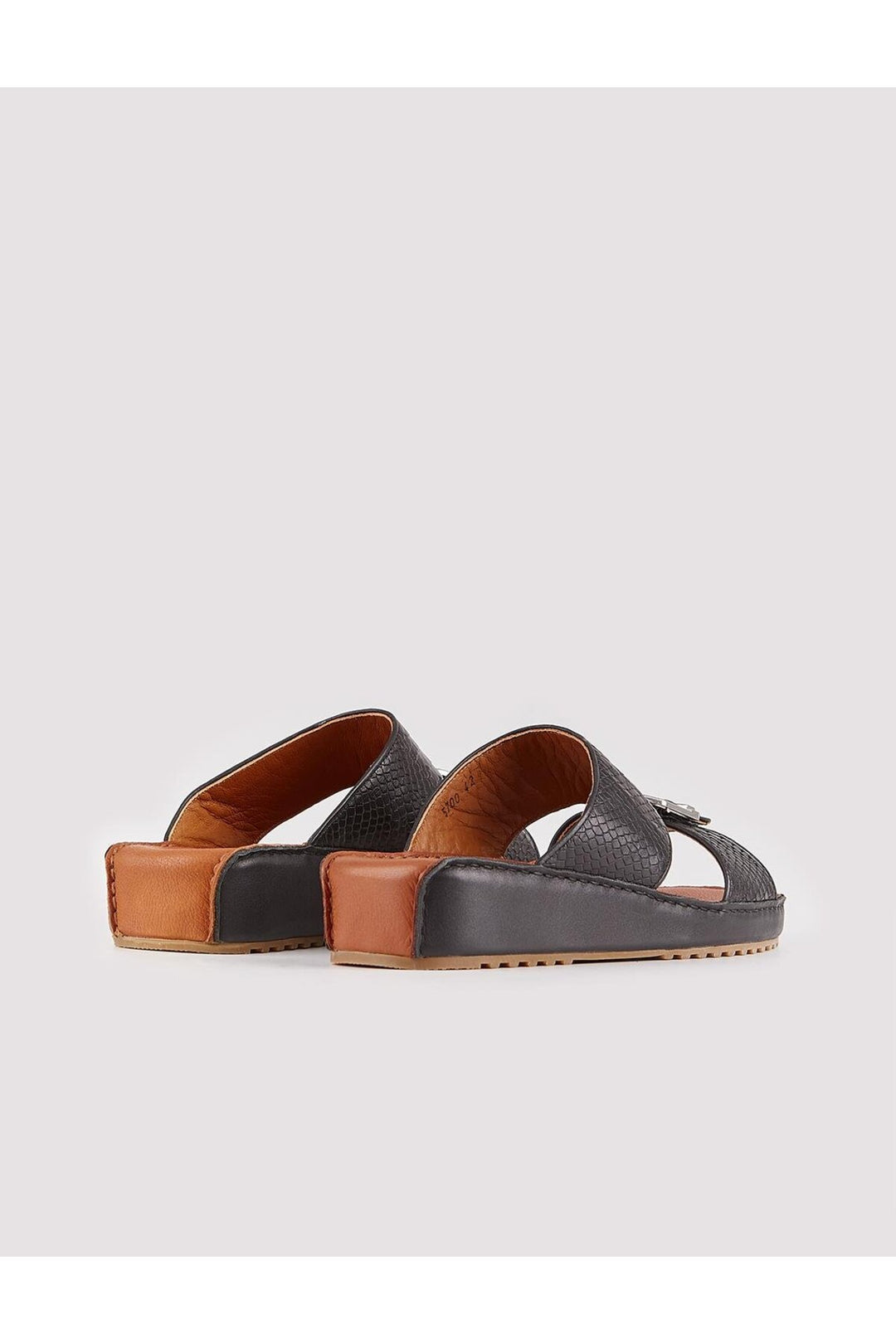 Cabani Shoes Sandale pour homme en cuir véritable à double bande noire - Noir