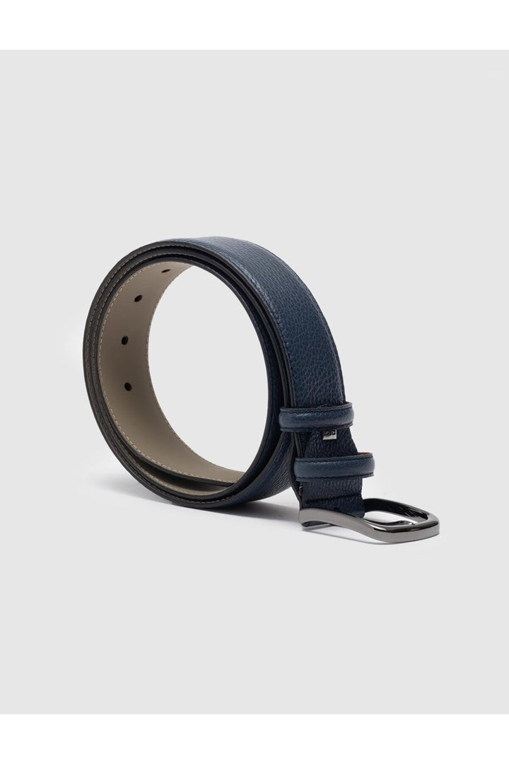 Cabani Shoes Ceinture classique pour homme en cuir véritable 100% bleu marine de 4 cm - Bleu marine