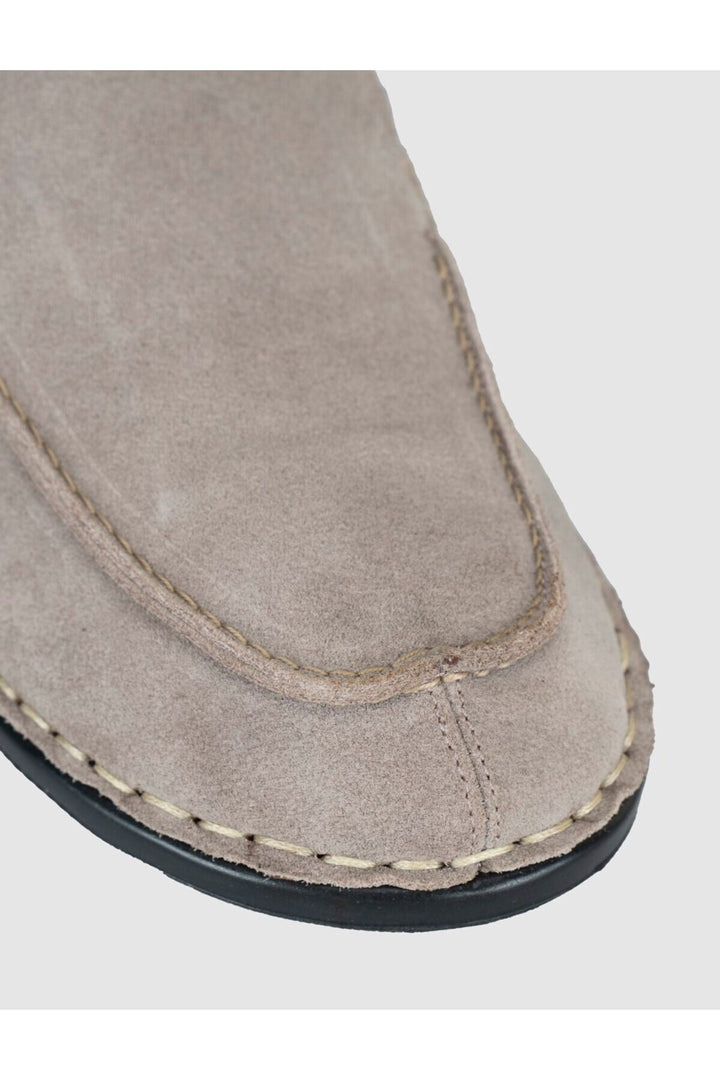 Cabani Shoes Mocassins pour hommes en cuir véritable beige avec détails de couture - Vison