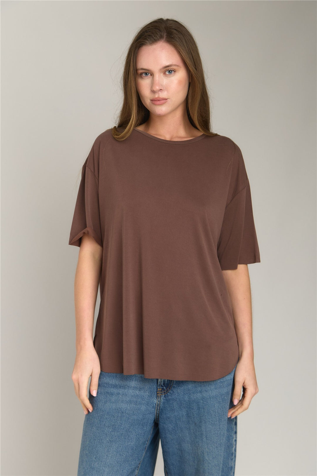 Lovely Things ADELE T-shirt sans couture Basic Vêtements de dessus Pyjama - acı Marron