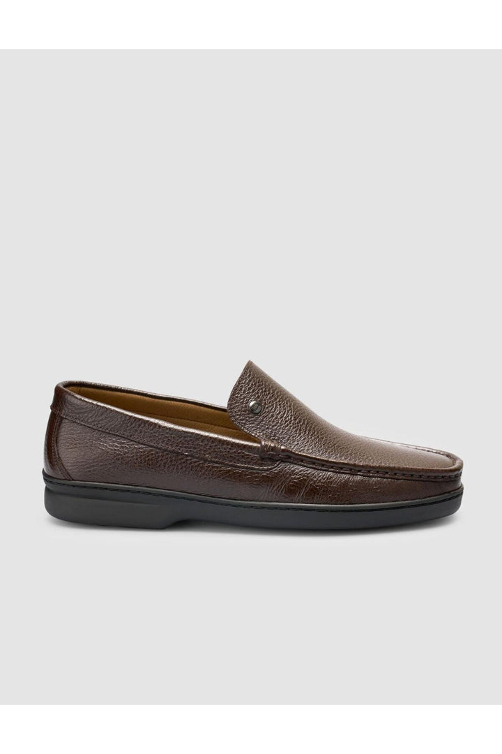 Cabani Shoes Chaussures Loafer en cuir véritable 100% marron foncé avec détails de couture - Marron foncé