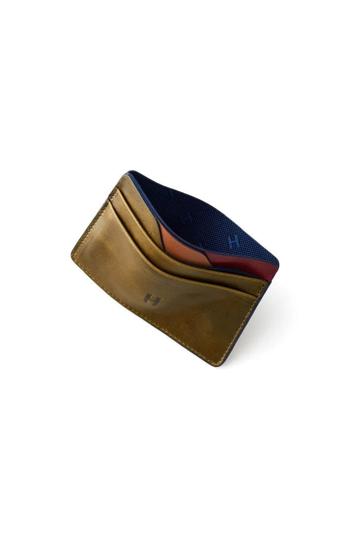 helmbrook Porte-cartes fin en cuir véritable pour homme avec protection RFID Elton Khaki Plus