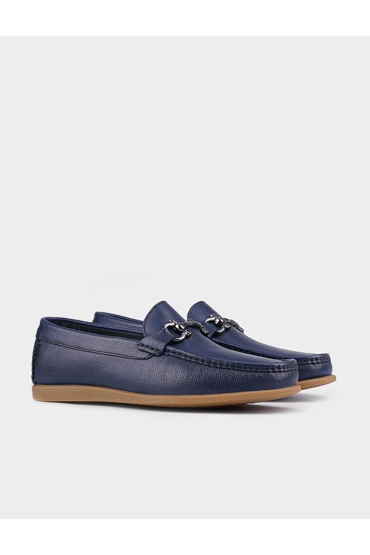 Cabani Shoes Chaussures de ville pour hommes en cuir véritable bleu marine avec accessoires en métal. - Bleu marine