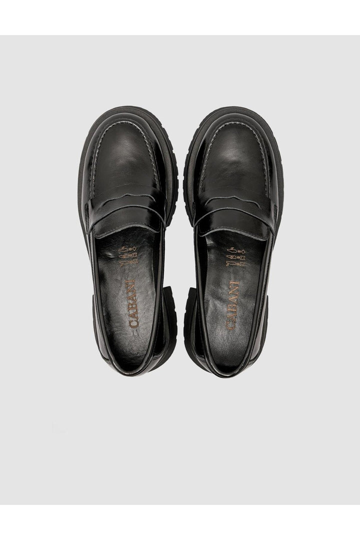 Cabani Shoes Chaussures Loafer Femme en Cuir Verni Noir - Noir