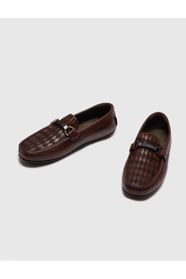 Cabani Shoes Chaussures Loafer pour Homme en Cuir Véritable Marron avec Ceinture - Marron