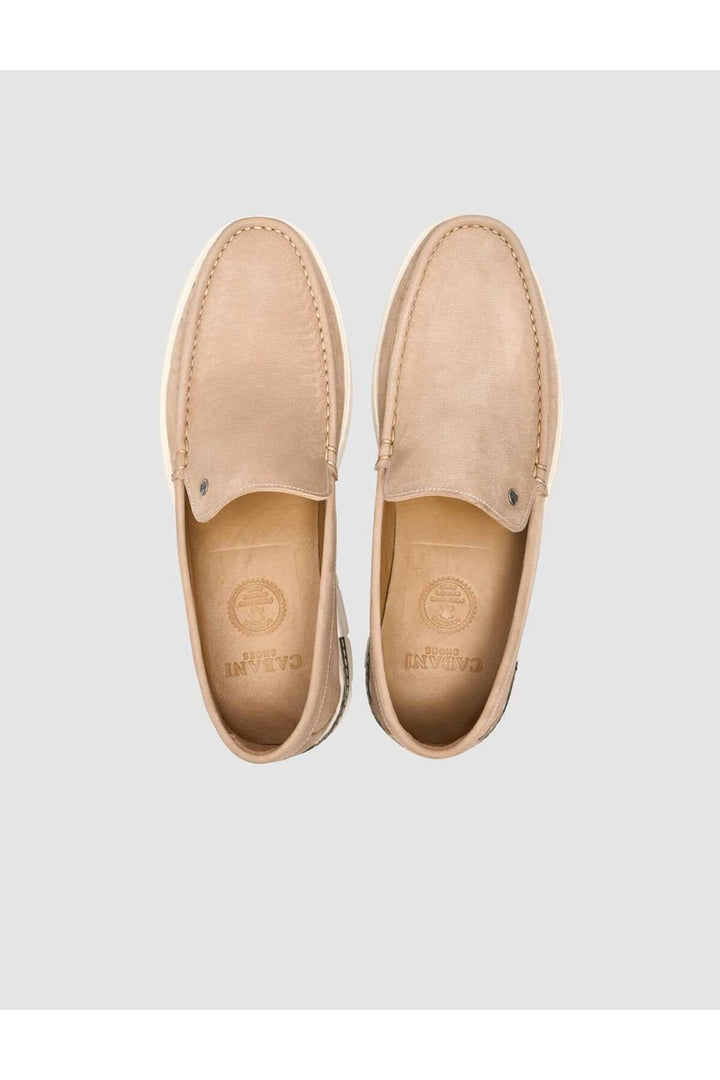 Cabani Shoes Livamo Mocassin Homme Quotidien en Nubuck Véritable Beige - Multicolore
