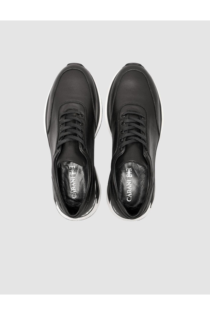 Cabani Shoes Chaussures de sport pour hommes noires avec détails de couture - Noir