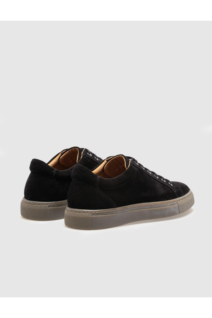 Cabani Shoes Chaussures de sport pour hommes en cuir véritable suédé noir avec lacets - Noir
