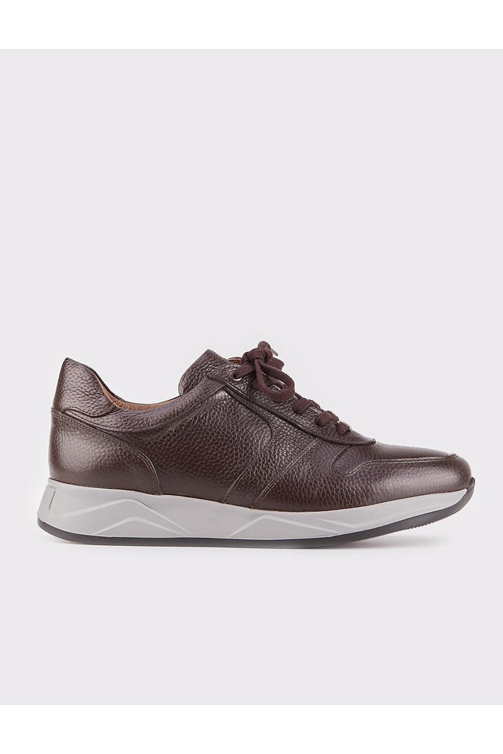 Cabani Shoes Chaussures de sport pour hommes en cuir véritable marron avec lacets, design spécial. - Marron