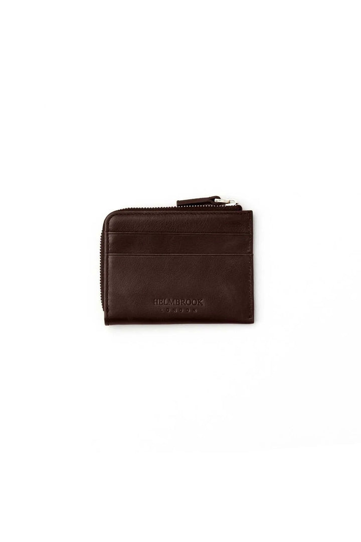 helmbrook Porte-cartes à fermeture à glissière en cuir véritable pour homme RFID protégé Seward Coffee