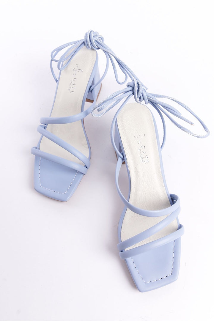 Wavelys Sandales ou tongs à lanières amovibles, doublure en cuir, sandales pour femmes - Bleu clair