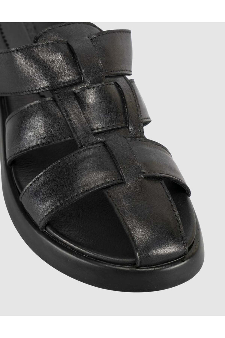 Cabani Shoes Sandale à plateforme en cuir véritable pour femme noire - Multicolore