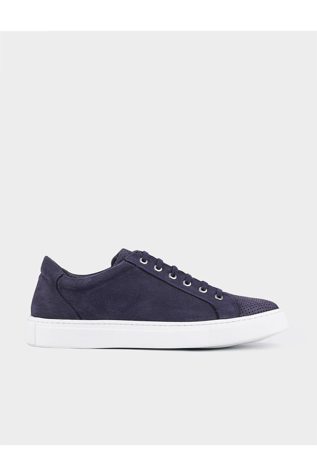 Cabani Shoes Chaussures de sport pour hommes en cuir véritable à lacets bleu marine avec semelle en caoutchouc. - Bleu marine