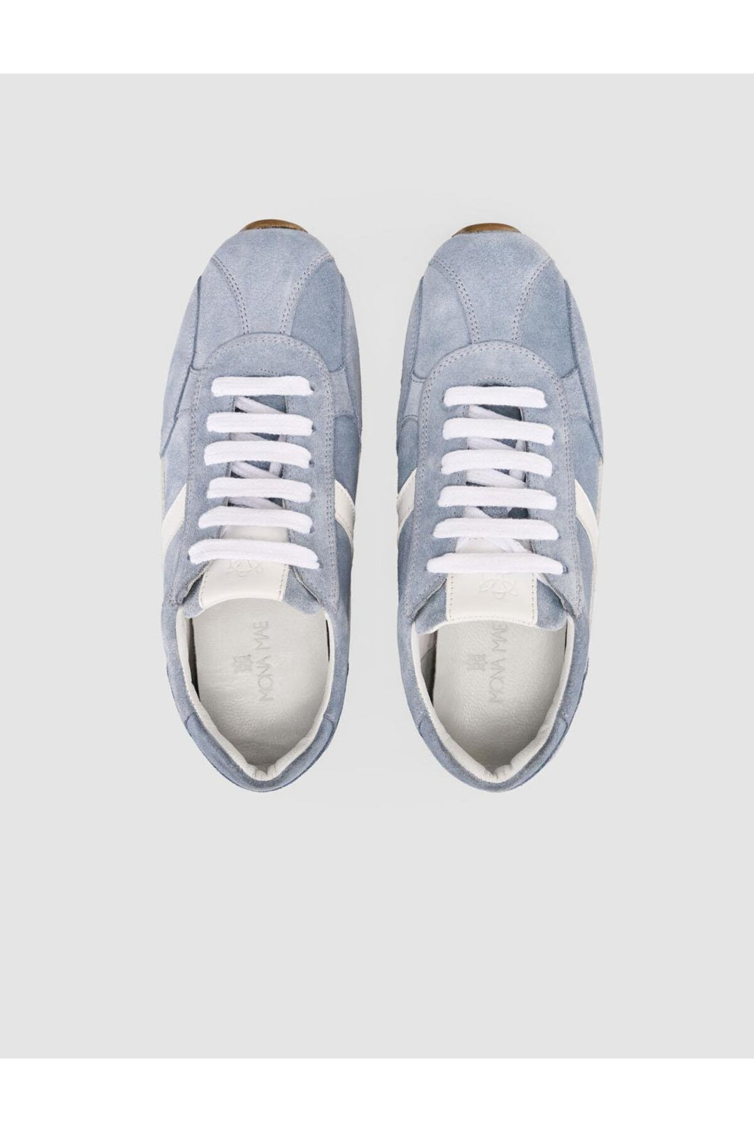 Cabani Shoes MonaMae Baskets Femme en Suède Bleue 100% Cuir Véritable à Lacets - Bleu