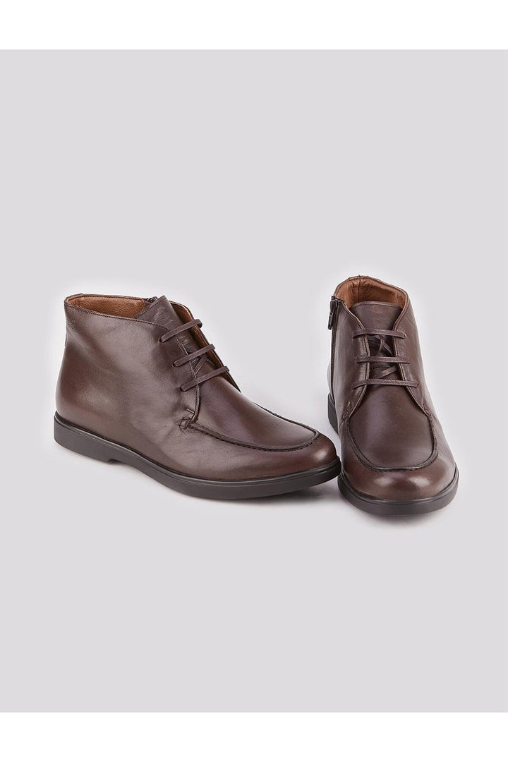 Cabani Shoes Bottines décontractées pour hommes en cuir véritable marron avec fermeture éclair - Multicolore
