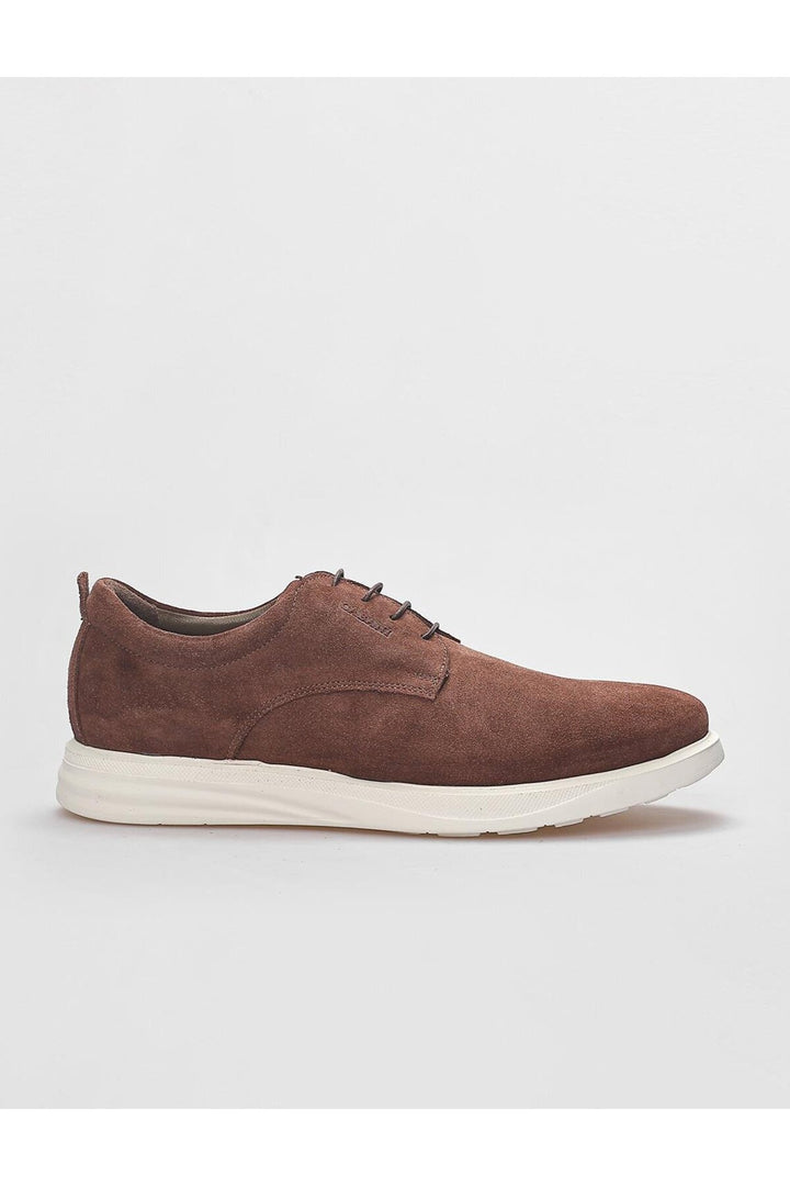 Cabani Shoes Chaussures de ville pour hommes en cuir véritable suédé marron clair à lacets - Noisette