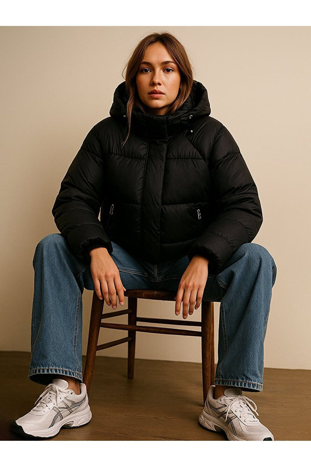 LTB Manteau noir gonflable zippé à capuche