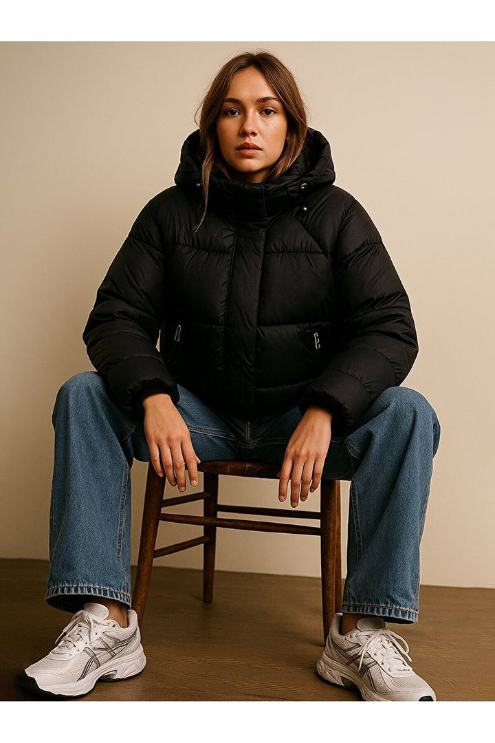 LTB Manteau noir gonflable zippé à capuche
