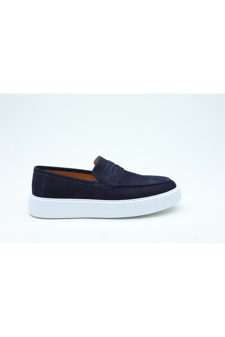 Wavelys ENRIC Homme Chaussures Décontractées Élégantes en Cuir Véritable Mocassins - Bleu marine