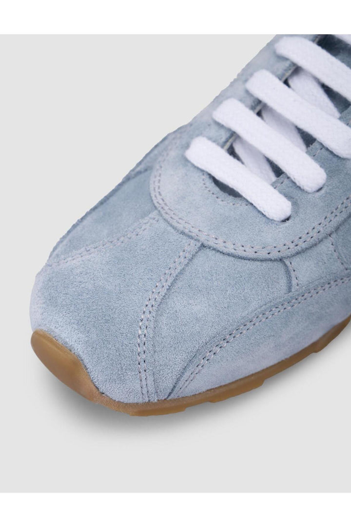 Cabani Shoes MonaMae Baskets Femme en Suède Bleue 100% Cuir Véritable à Lacets - Bleu