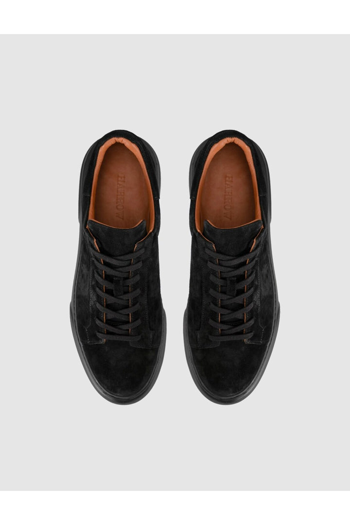 Cabani Shoes Baskets pour hommes en cuir véritable à semelle épaisse noire - Multicolore