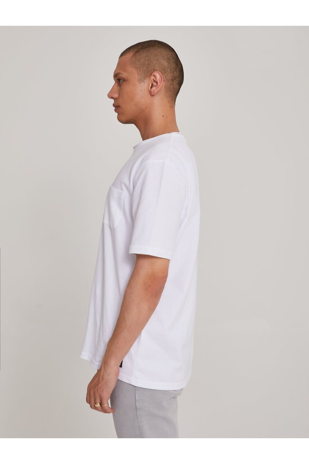 LTB T-shirt en piqué blanc à col rond coupé - Blanc