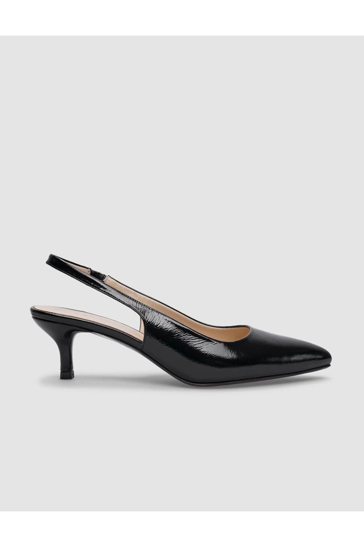 Cabani Shoes Chaussures à talons pour femmes en cuir véritable noir verni avec élastique à l'arrière. - Multicolore