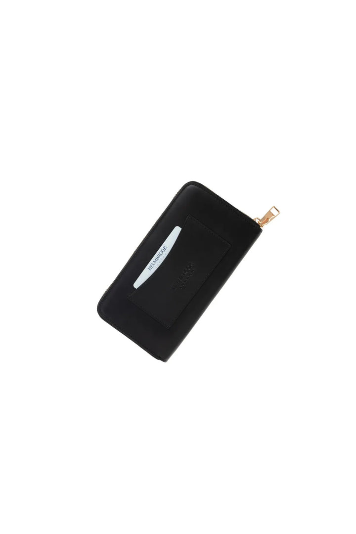 helmbrook Femme Cuir Véritable Grand Portefeuille Fermeture Éclair RFID Protégé Amelia Noir