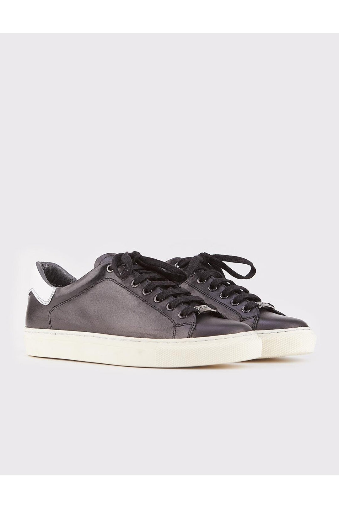 Cabani Shoes Baskets de sport pour femmes en cuir véritable noir à lacets - Multicolore