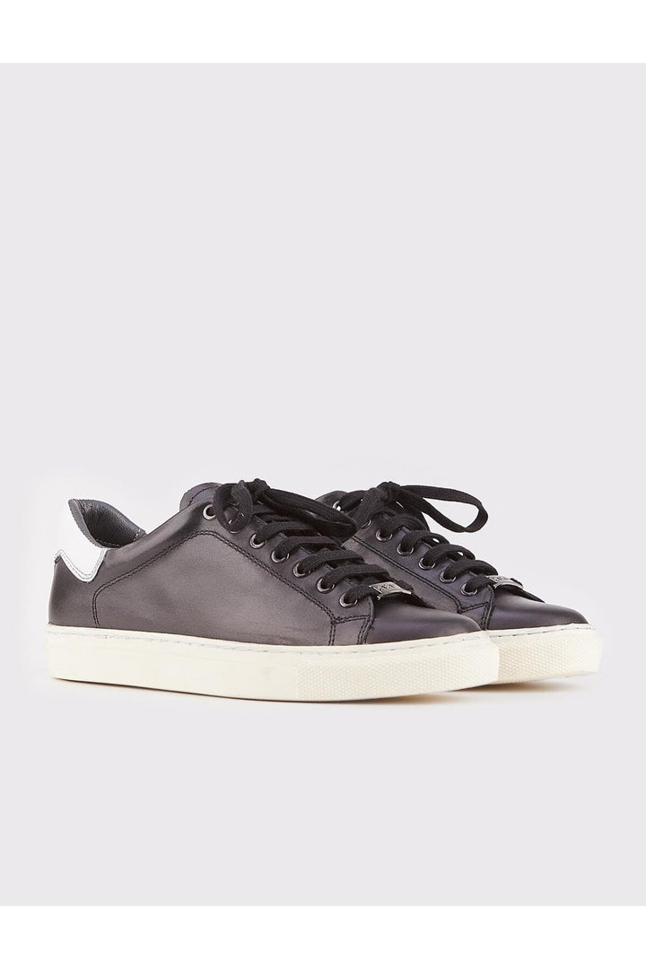 Cabani Shoes Baskets de sport pour femmes en cuir véritable noir à lacets - Multicolore